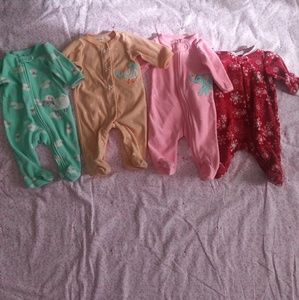 4 Soft Plush Girls Newborn Sleepers